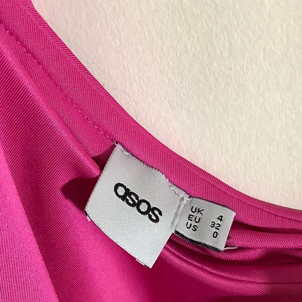 ASOS Fuchsia One Shoulder Ruffle Dress - Picture 4 of 4